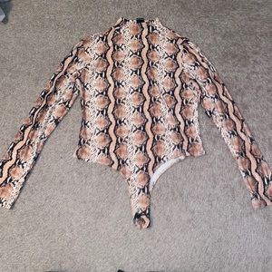 Snake Print Turtle Neck Bodysuit
